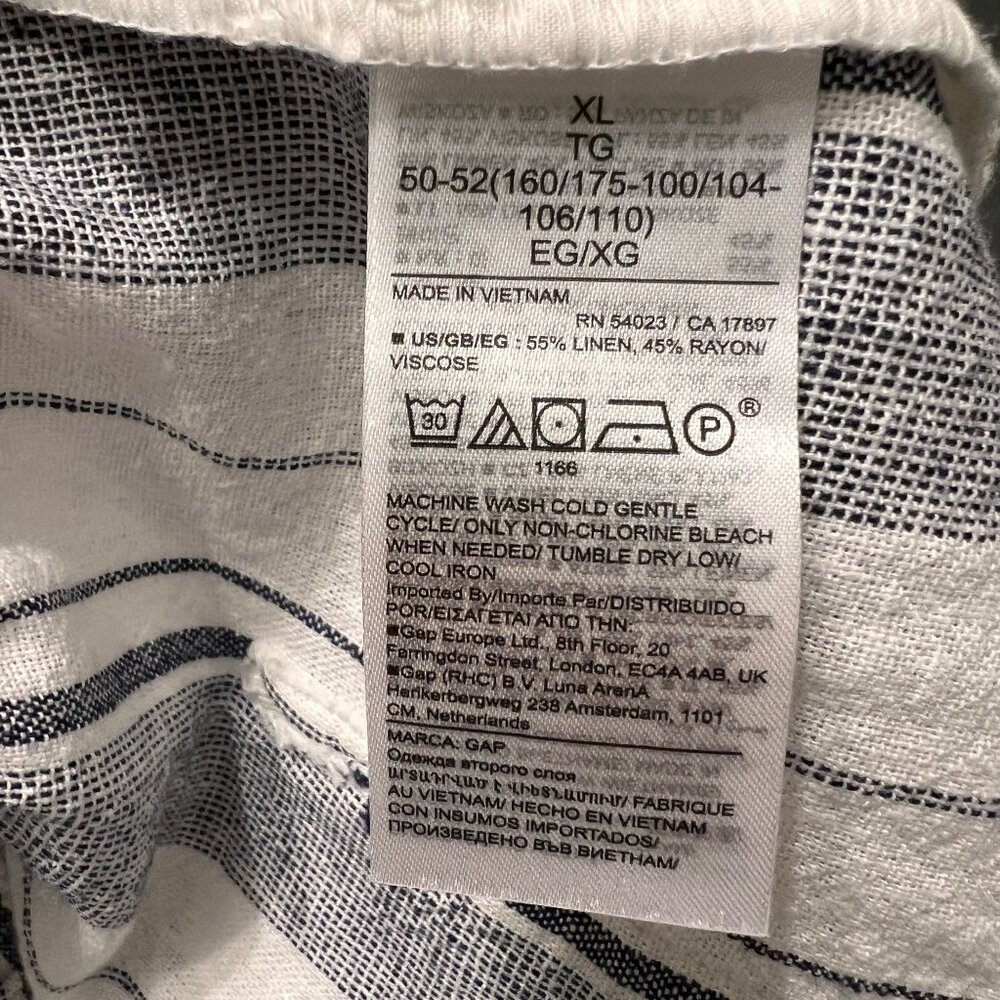 GAP 4" Pull On Striped Linen Blend Shorts With Pockets Drawstring Large - Picture 7 of 15